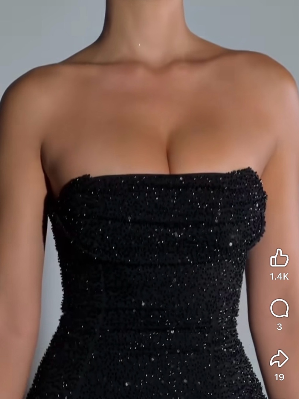 Oh Polly Black Strapless Sequin Evening Dress